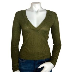 NWT Army Green Ribbed Long Sleeve